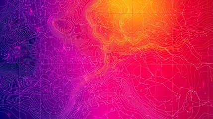 Wall Mural - abstract topographic landscape: vibrant pink, purple, and orange contour map art