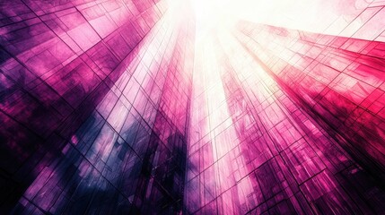 Wall Mural - abstract cityscape: pink and purple skyscrapers, geometric architecture, urban modern design