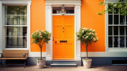 Wall Mural - color orange front door