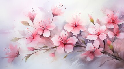 Wall Mural - petals water color pink flowers