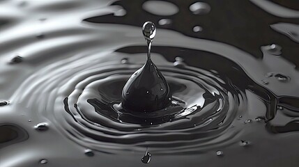 Wall Mural - liquid reflections: a captivating macro photograph of a water drop's impact and the resulting ripple