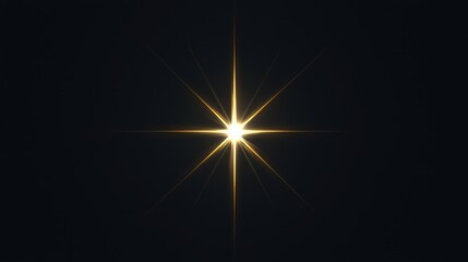 Wall Mural - Golden starburst light effect on black background.
