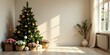 © wichit - A Festive Corner Featuring a Decorated Christmas Tree, Rose Arrangements, and Sunlight Streaming Through a Window
