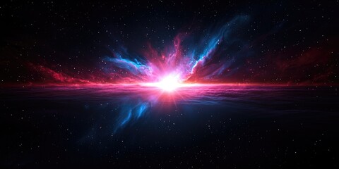 Wall Mural - Vibrant nebula with a bright star in the center, emitting light and energy.
