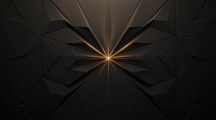Wall Mural - abstract dark geometric background with glowing center.