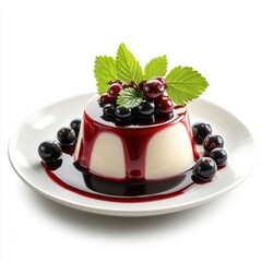 Wall Mural - Currant panna cotta isolate on white background