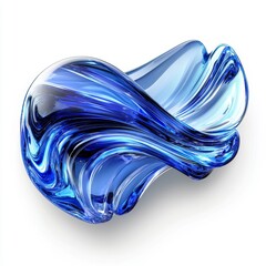 Wall Mural - abstract glass sculpture in blue swirl design capturing light and reflection with fluid shapes and m