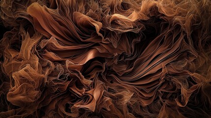 Poster - Abstract art swirling brown textures and dynamic patterns in a muted background close-up perspective