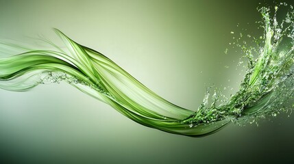 Poster - Flowing jadegreen arc creating waves of serenity canvas artwork nature inspired abstract artistic viewpoint
