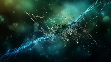 Leinwandbilder - Dynamic bluegreen line dances through abstract space digital art modern environment artistic viewpoint