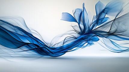 Fototapete - Fluid motion of deep blues and soft grays abstract artwork digital design minimalist style artistic viewpoint