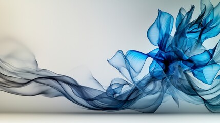 Poster - Soft blue and gray smoke dance abstract art digital creation calm environment close-up view tranquil concept