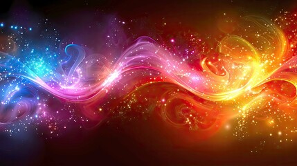 Wall Mural - Abstract Cosmic Waves: Vibrant Colors and Magical Energy. A mesmerizing digital artwork of flowing light and cosmic energy, perfect for fantasy backgrounds and designs.