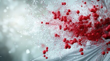 Leinwandbilder - Dynamic red points emerge from abstract background digital art modern aesthetics creative space close-up view