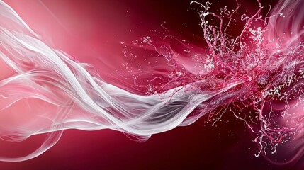 Poster - Abstract digital art modern design with graceful white and pink fluid aesthetic streaks