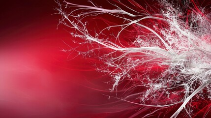 Aufkleber - Abstract fine white streaks meandering over a vibrant red background digital art modern design artistic concept