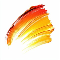 Wall Mural - vibrant brush stroke of orange and yellow paint on white background, expressive artistic detail, dyn