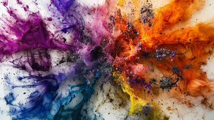 Leinwandbilder - Chaotic color explosion art abstract style digital artwork vibrant palette close-up view creative concept