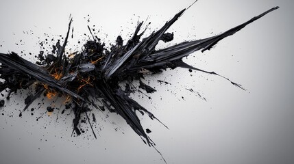 Poster - Explosive artistic expression abstract space digital art monochrome environment close-up viewpoint creative concept