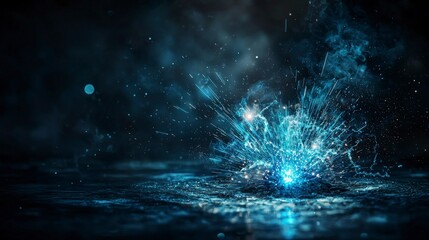 Poster - Dynamic water splash action studio setting visual art dark environment close-up viewpoint energy concept
