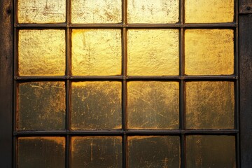 Wall Mural - A window with many panes reflecting golden light beautifully