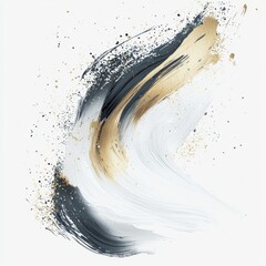 Wall Mural - abstract art with fluid brush strokes and metallic gold accents against a soft white background idea