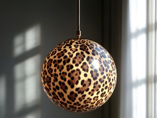 Wall Mural - Modern design, cheetah print shade, hanging from chain fixture.