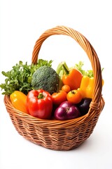 Wall Mural - Basket of assorted fresh vegetables, ideal for healthy snacking or meal prep.