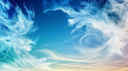 Poster - Serene abstract scene of soft wisps dissolving into tranquil sky digital artwork peaceful environment aesthetic view