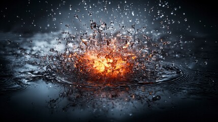 Fototapete - Dynamic liquid drop explosion creating abstract radiance dark environment stunning visual art captivating viewpoint