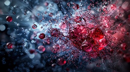Aufkleber - Radiant explosions from droplets abstract liquid art digital creation vibrant colors close-up view visual concept