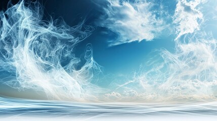 Aufkleber - Whispers of nature abstract trails of mist serene landscape digital art tranquil skies enigmatic concept