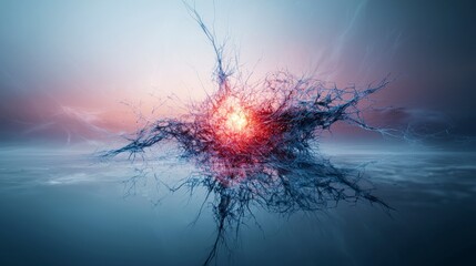 Aufkleber - Abstract trembling lines across soft gradient digital artwork surreal environment artistic viewpoint