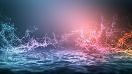 Poster - Dynamic color waves abstract digital art soft gradients vibrant environment conceptual viewpoint