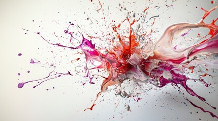 Fototapete - Dynamic paint splashes create vibrant patterns studio artwork abstract close-up energy and creativity