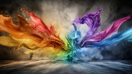 Leinwandbilder - Vibrant color explosion art abstract studio digital artwork creative space dynamic perspective bold concepts