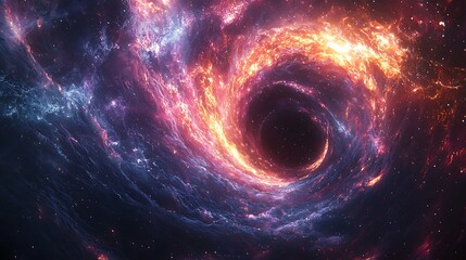 Wall Mural - cosmic vortex: a mesmerizing abstract depiction of a black hole, a cosmic vortex of energy, captured