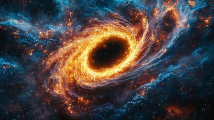 Wall Mural - cosmic firestorm: a swirling vortex of fiery energy erupts against a backdrop of deep space, its vib