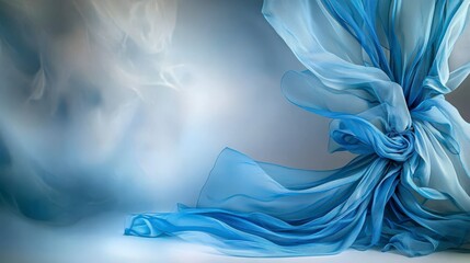 Poster - Flowing light blue hues unfurling across a serene background abstract art soft textures dreamy atmosphere