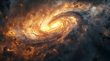 Wall Mural - cosmic spiral of creation: a captivating view of a spiral galaxy, its swirling arms illuminated by a