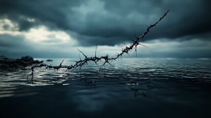 Aufkleber - Emotional waves of pain dissolving in an oceanic landscape nature scene dramatic viewpoint