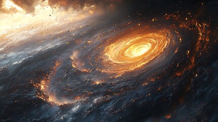 Wall Mural - cosmic inferno: a swirling vortex of fiery energy dominates this digital artwork, depicting a celest