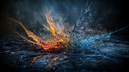 Poster - Dynamic color explosion abstract fluid art dark background digital creation artistic perspective energy concept