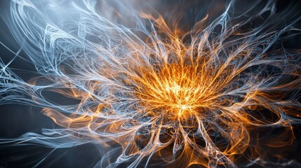 Poster - Soft glowing lines create intricate abstract pattern digital art dark environment high detail viewpoint