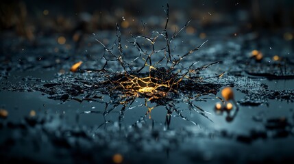 Poster - Dark air currents disrupting tranquil waters abandoned setting digital art atmospheric close-up surrealism