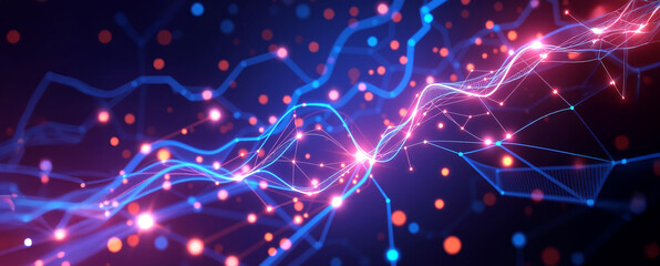 Abstract computer technology multicolor background banner futuristic business data technology modern concept, circuit board shape lines connecting link structure multi color contrast.