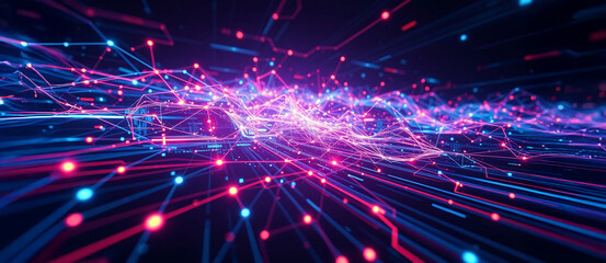 Abstract computer technology multicolor background banner futuristic business data technology modern concept, circuit board shape lines connecting link structure multi color contrast.