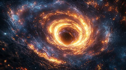 Wall Mural - cosmic inferno: a mesmerizing depiction of a fiery black hole, swirling with intense energy and cosm