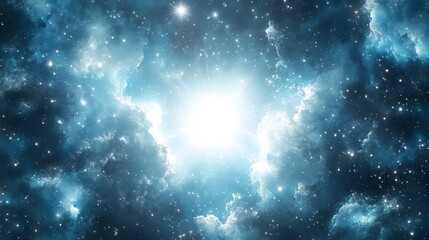 vibrant blue nebula illuminated by distant stars creating a stunning cosmic scene filled with celest