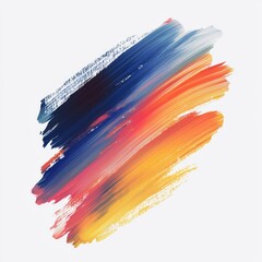 Wall Mural - abstract brush stroke texture in blue, red, orange, and yellow against white background for creative